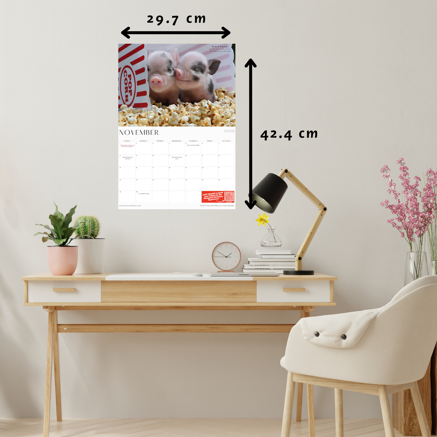 Piggy calendar 2026, wall calendar
